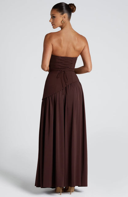 Women’s Strapless Maxi Dress with High Slit