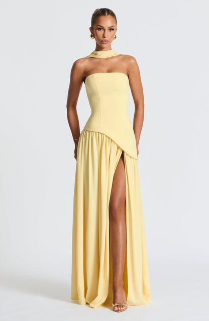 Women’s Strapless Maxi Dress with High Slit