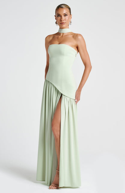 Women’s Strapless Maxi Dress with High Slit