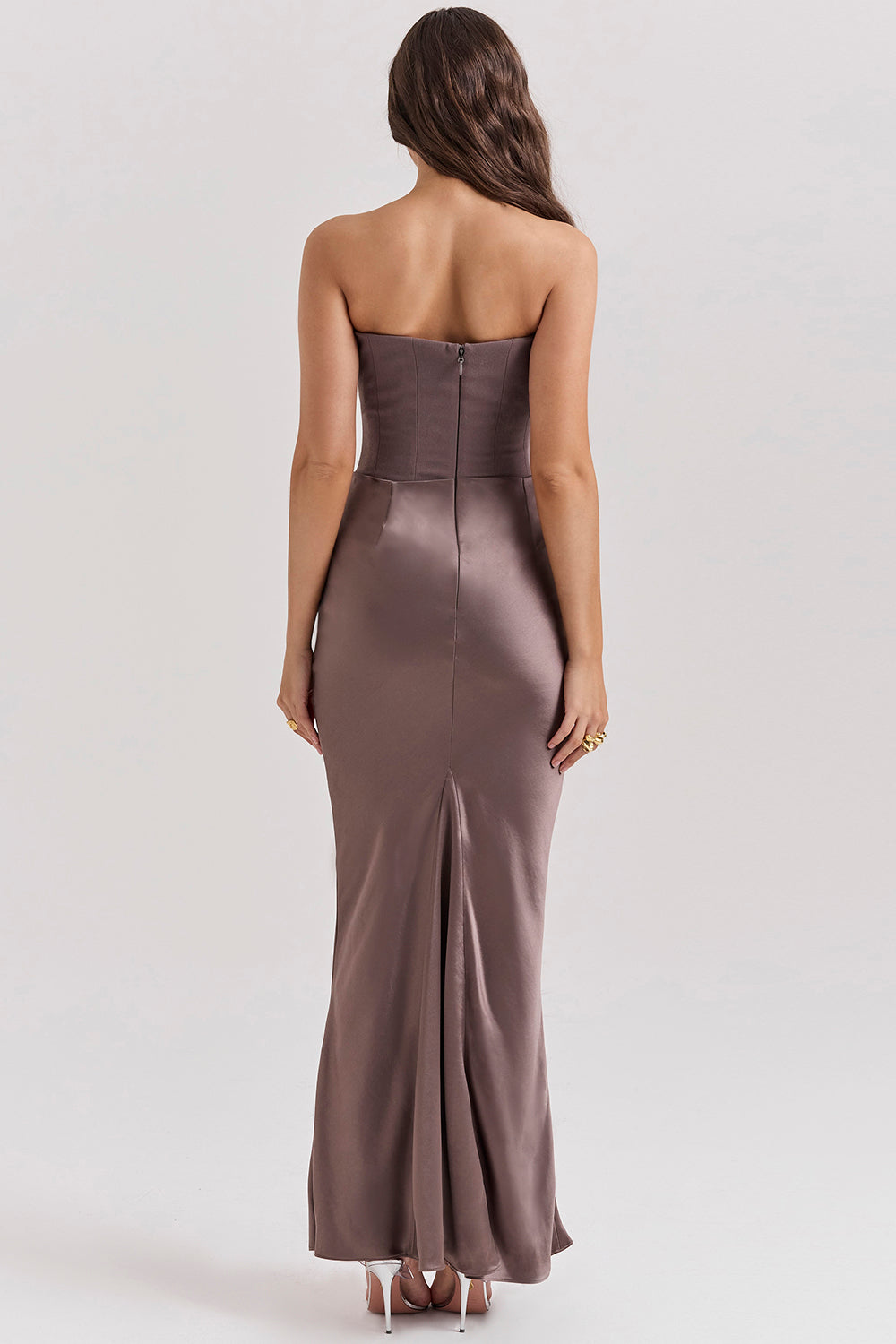 Women’s Strapless Maxi Dress with Draped Hip Detail