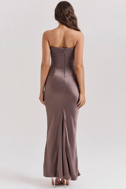 Women’s Strapless Maxi Dress with Draped Hip Detail