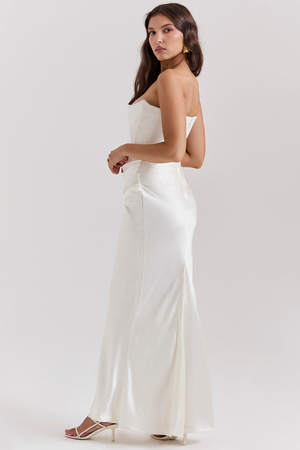 Women’s Strapless Maxi Dress with Draped Hip Detail
