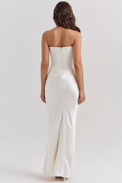 Women’s Strapless Maxi Dress with Draped Hip Detail