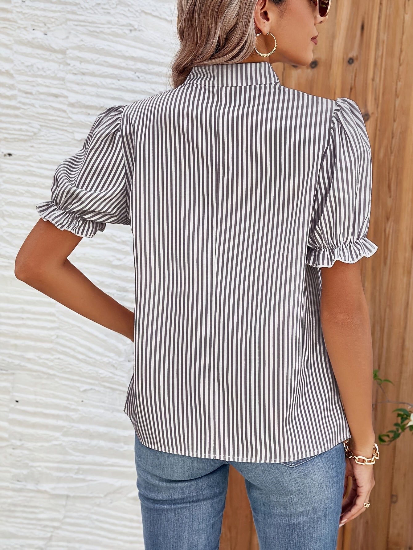 Women’s Striped Short Sleeve Blouse