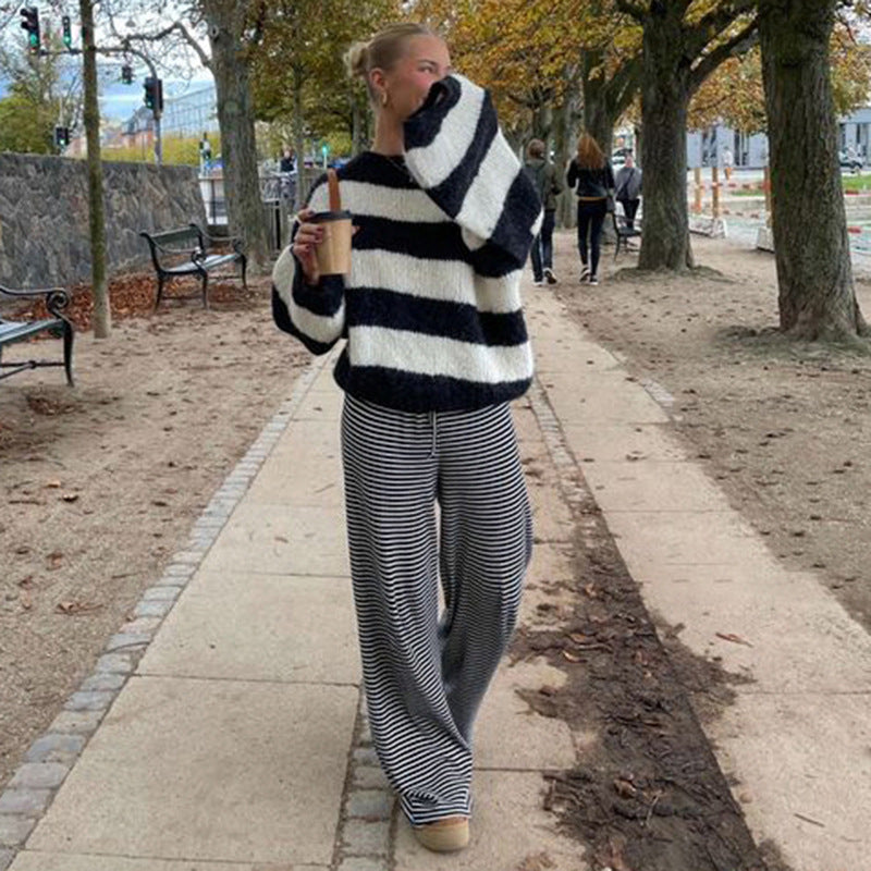 Women’s Striped Wide Leg Lounge Pants