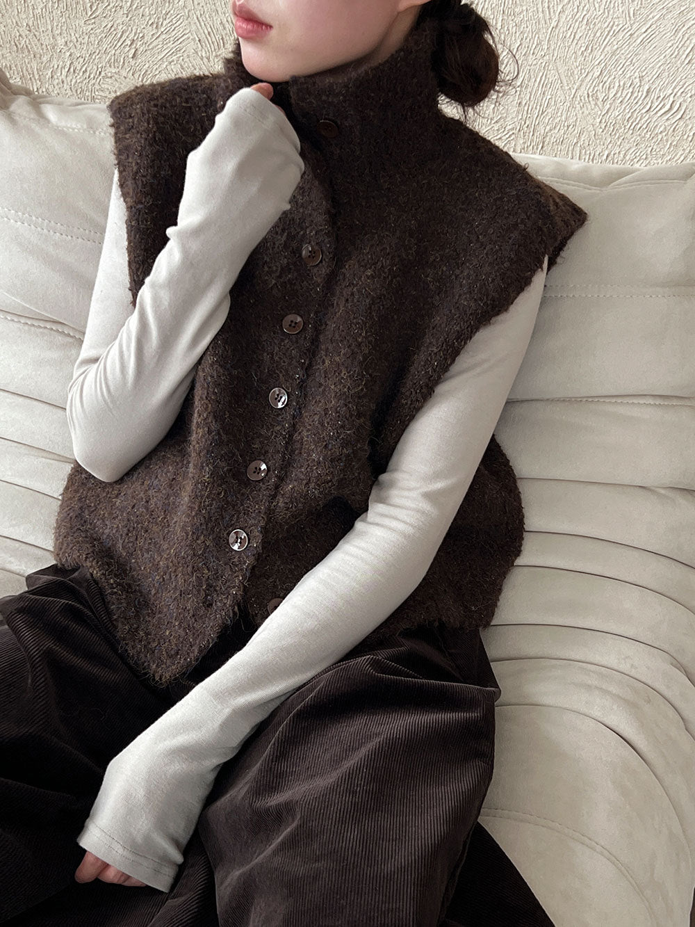 Women’s Textured Button Front Vest