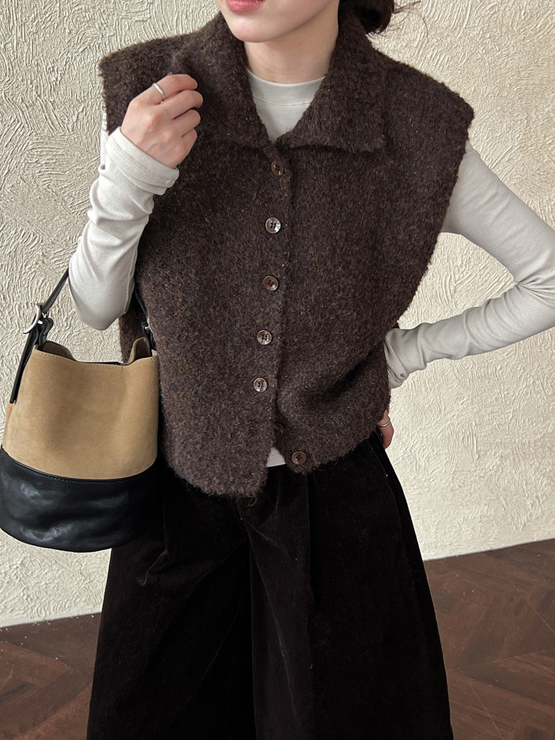 Women’s Textured Button Front Vest