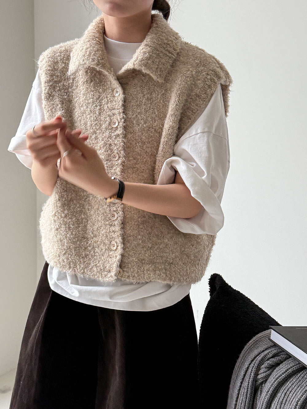 Women’s Textured Button Front Vest