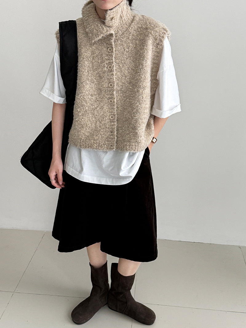 Women’s Textured Button Front Vest