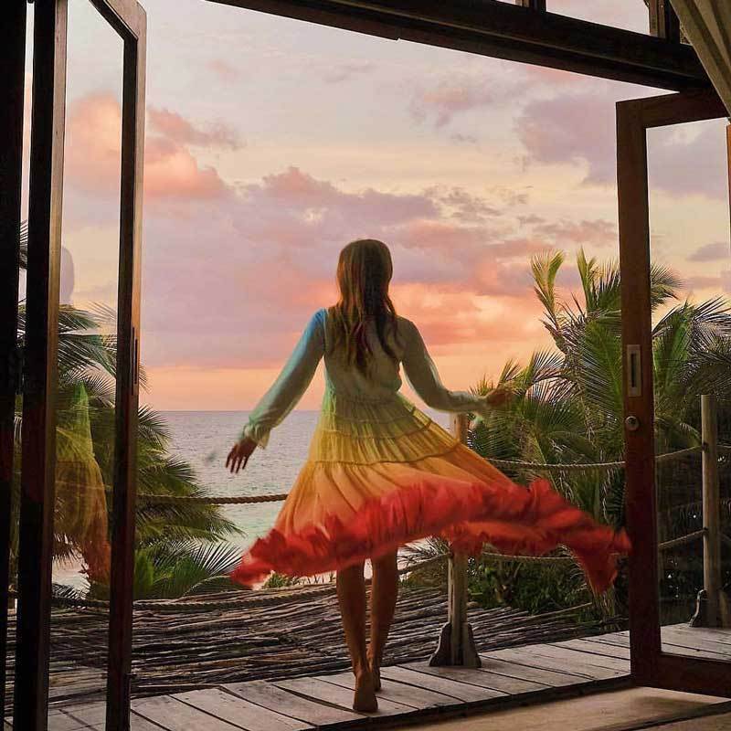 Women’s tiered maxi dress long sleeve