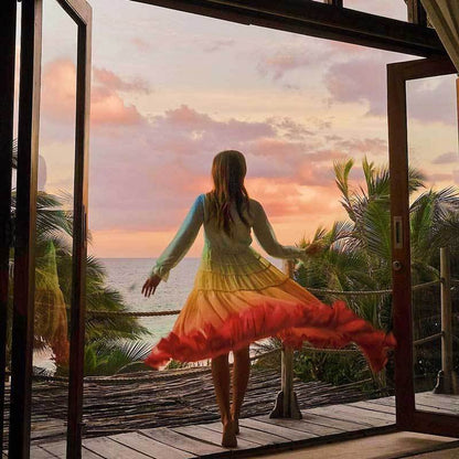 Women’s tiered maxi dress long sleeve