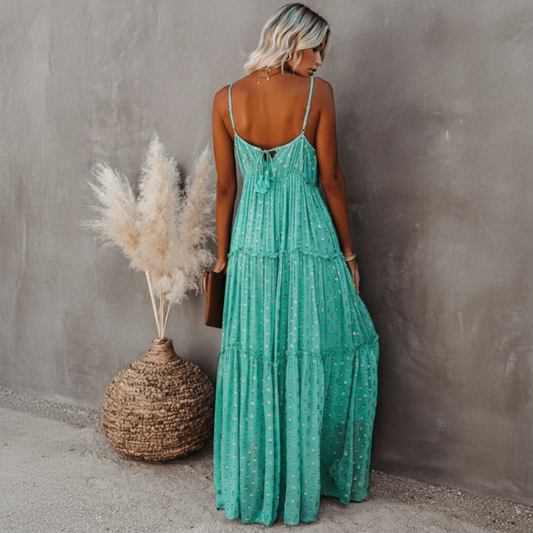 Women’s Tiered Maxi Dress V Neck