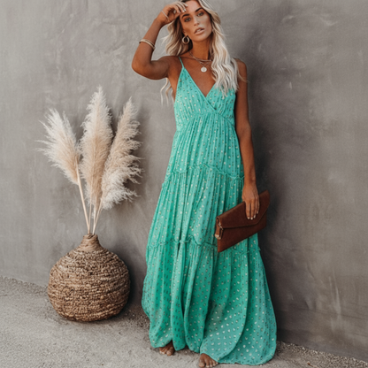 Women’s Tiered Maxi Dress V Neck
