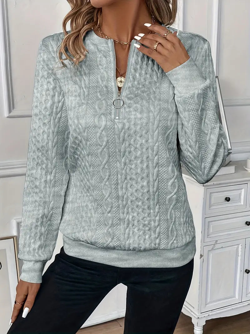 Women’s Zip Neck Textured Sweatshirt